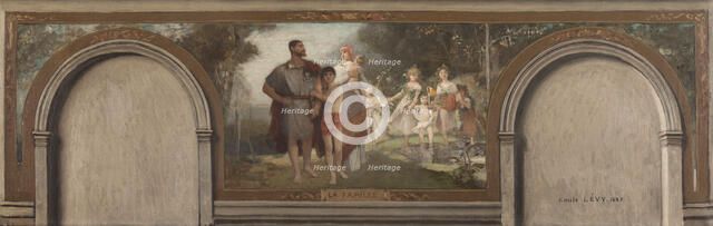 Esquisse pour le salon en hémicycle de la mairie du 16e : La famille, 1884. Creator: Emile Levy.