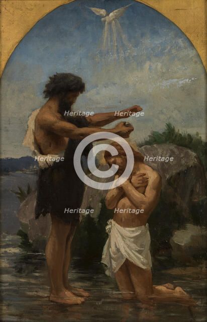 Esquisse pour l'église de Bagnolet : Baptème du Christ, c.1870. Creator: Pierre Dupuis.