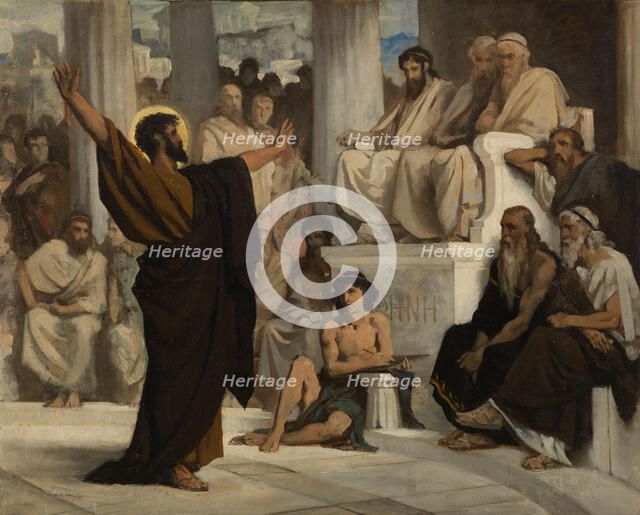 Esquisse pour l'église de Courbevoie : Saint Paul l'Aréopage, 1876. Creator: Edouard Bernard Debat-Ponsan.