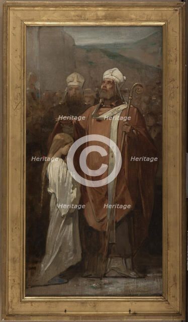 Esquisse pour l'église de Fontenay-sous-Bois : La Consécration de sainte Geneviève, 1874. Creator: Eugène Médard.