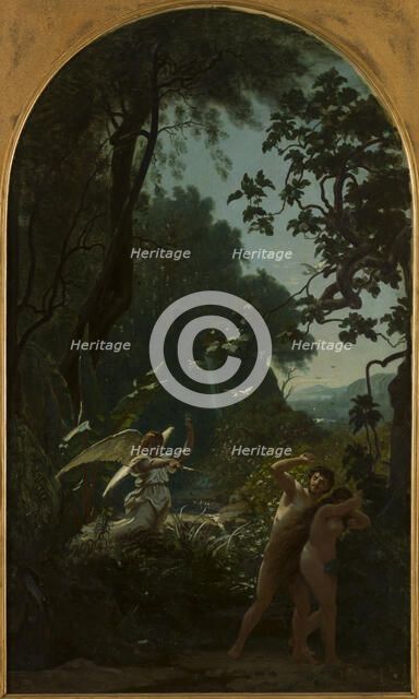 Esquisse pour l'église de la Trinité : Adam et Eve chassés du paradis, 1877. Creator: François Louis Français.