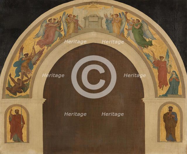 Esquisse pour l'église de la Trinité : L'Agneau pascal. Groupe d'anges adorateurs..., c.1864. Creator: Armand Felix Marie Jobbe-Duval.