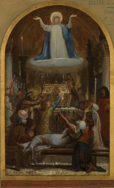 Esquisse pour l'église de La Trinité : Les Malheureux et les pauvres implorent sainte..., c.1873. Creator: Felix Joseph Barrias