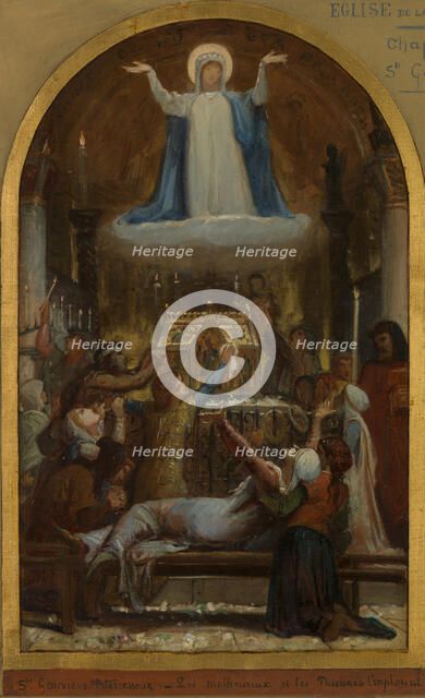 Esquisse pour l'église de La Trinité : Les Malheureux et les pauvres implorent sainte..., c.1873. Creator: Felix Joseph Barrias.