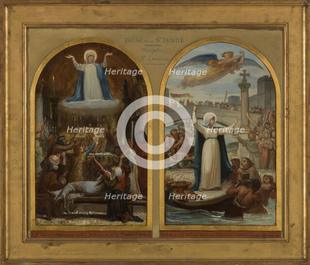 Esquisse pour l'église de La Trinité : Les Malheureux et les pauvres implorent sainte..., c.1873. Creator: Felix Joseph Barrias.