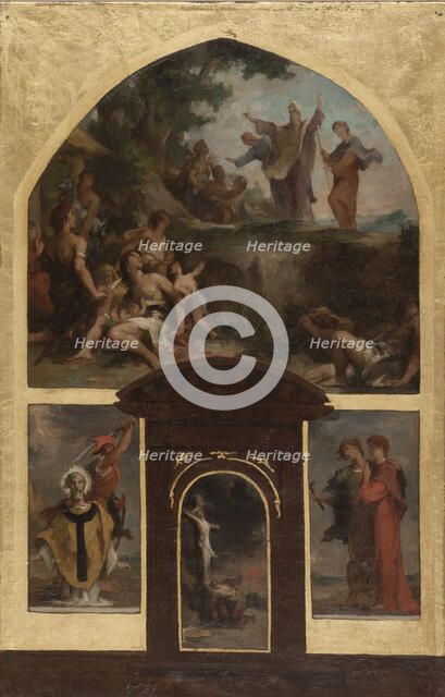 Esquisse pour l'église Saint-Merri : Prédication de saint Denis et conversion des..., 1873. Creator: Henri Leopold Levy.