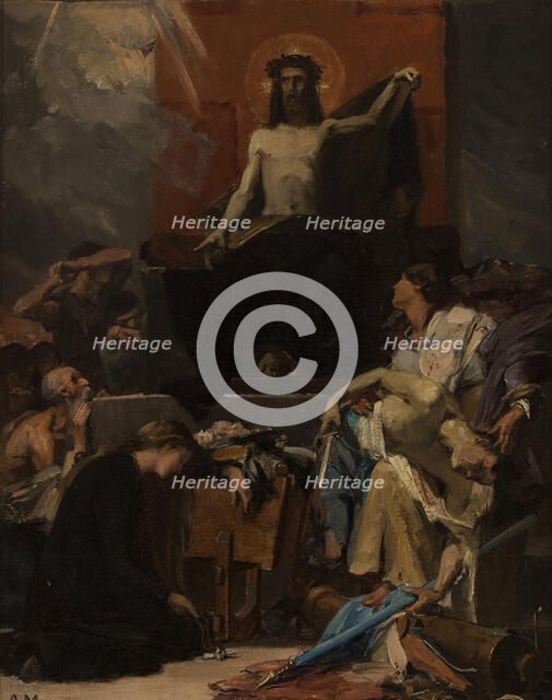 Esquisse pour l'église Saint-Nicolas-des-Champs : Le Christ Rédempteur, Le Christ..., c.1877. Creator: Albert Maignan.