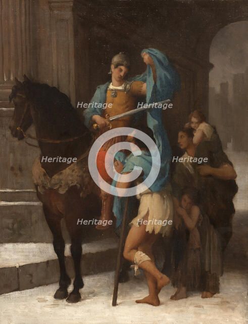 Esquisse pour l'église Saint-Nicolas-des-Champs : Saint Martin partageant son manteau avec..., 1870. Creator: Ernest-Barthélémy Michel.