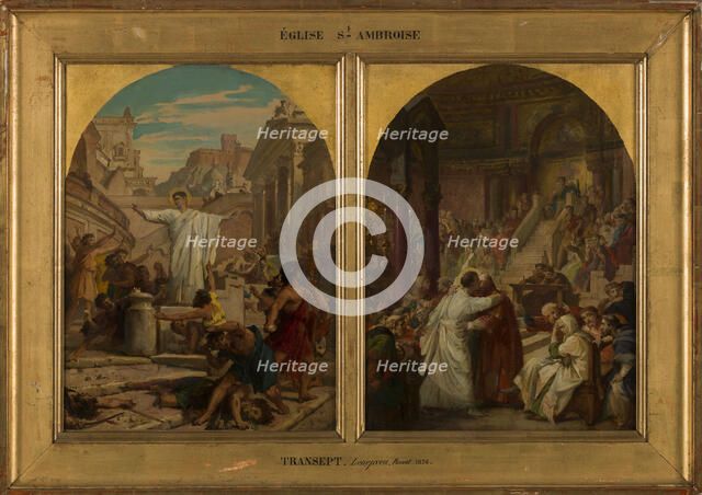Esquisse pour l'église Saint-Ambroise : saint Augustin faisant cesser un usage..., c.1872-1875. Creator: Jules Eugene Lenepveu.