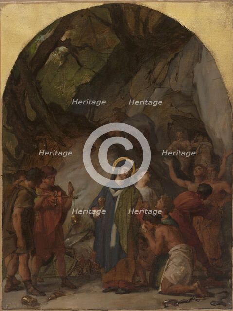 Esquisse pour l'église Saint-Ambroise : Saint Ambroise, évêque de Milan, livre les vases..., 1873. Creator: Jules Eugene Lenepveu.