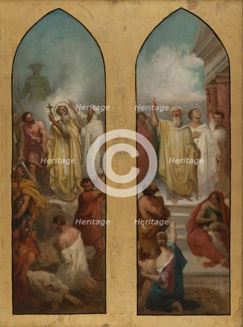 Esquisse pour l'église Saint-Bernard-de-la-Chapelle : Sainte Denis prêchant. Martyre..., 1866. Creator: Charles Adolphe Bonnegrace.