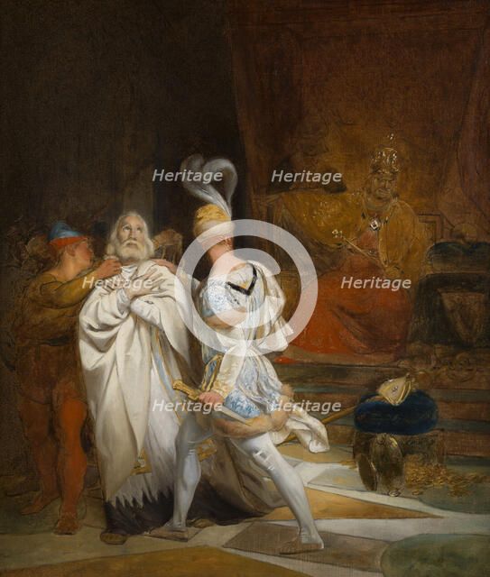 Esquisse pour l'église Saint-Eustache : Saint Jean Népomucène, martyr du secret de..., c.1826-1828. Creator: Michel Marigny.