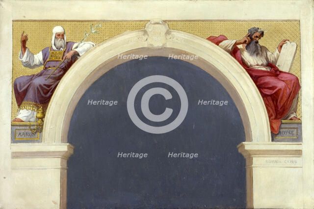 Esquisse pour l'église Saint-François-Xavier : Moïse et Aaron, between 1874 and 1876. Creator: Romain Cazes.