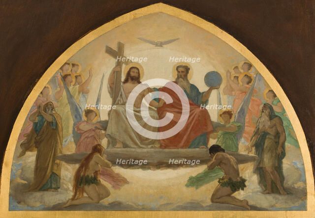 Esquisse pour l'église Saint-Gervais : La Vierge intercédant près de Jésus pour les..., c.1869-1871. Creator: Armand Felix Marie Jobbe-Duval.