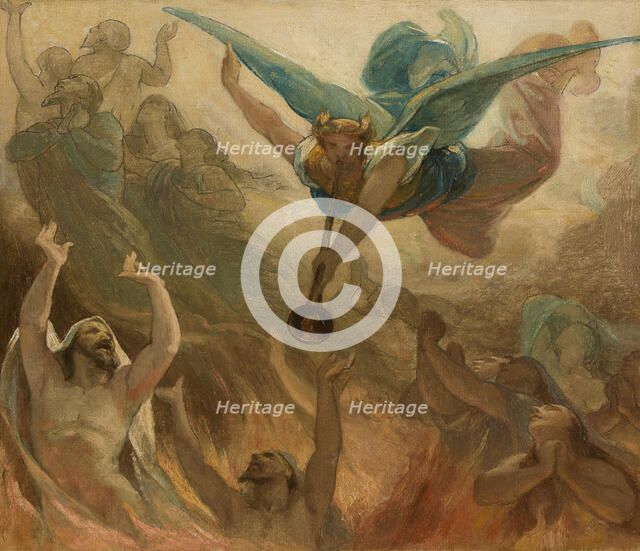 Esquisse pour l'église Saint-Gervais : La Vierge intercédant près de Jésus pour les..., c.1869-1871. Creator: Armand Felix Marie Jobbe-Duval.