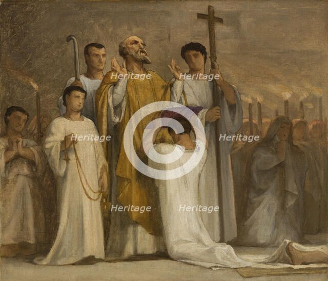 Esquisse pour l'église Saint-Gervais : La Vierge intercédant près de Jésus pour les..., c.1869-1871. Creator: Armand Felix Marie Jobbe-Duval.