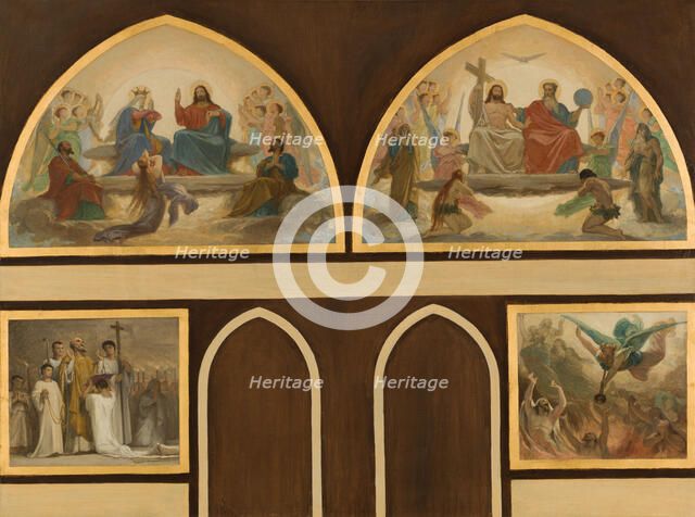 Esquisse pour l'église Saint-Gervais : La Vierge intercédant près de Jésus pour les..., c.1869-1871. Creator: Armand Felix Marie Jobbe-Duval.