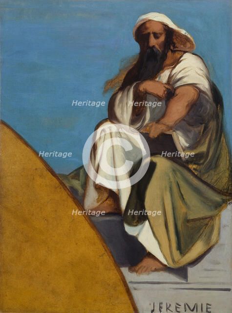 Esquisse pour l'église Saint-Jacques-Saint-Christophe de la Villette : Jérémie, c.1843. Creator: Jean-François Brémond.