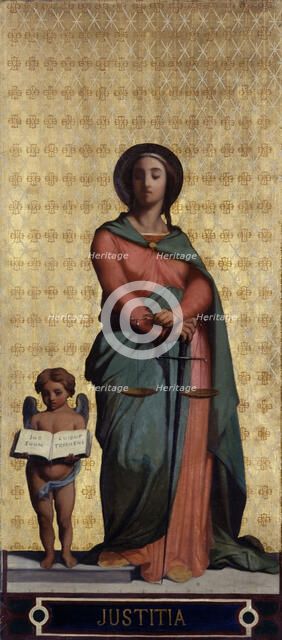 Esquisse pour l'église Saint-Jacques-Saint-Christophe de la Villette : La Justice, c.1843 - 1850. Creators: Jean-François Brémond, L. Jourdain.