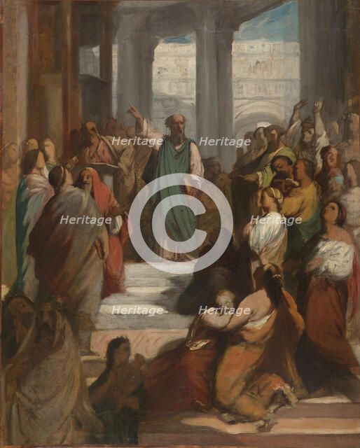 Esquisse pour l'église Saint-Jacques-Saint-Christophe de la Villette : Saint Paul à..., c.1843-1851. Creator: Jean-François Brémond.