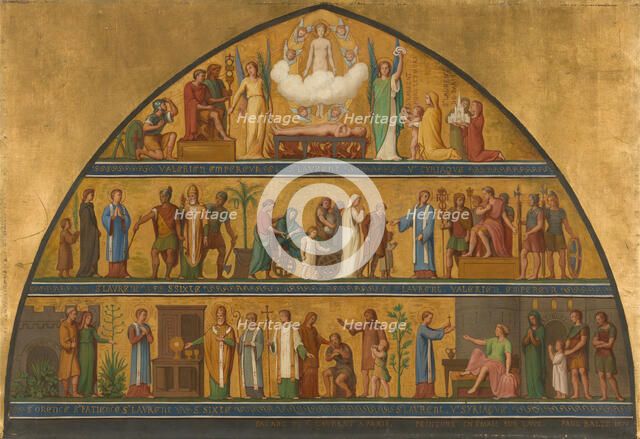 Esquisse pour l'église Saint-Laurent : La vie de Saint-Laurent, 1870. Creator: Jean-Paul-Etienne Balze.