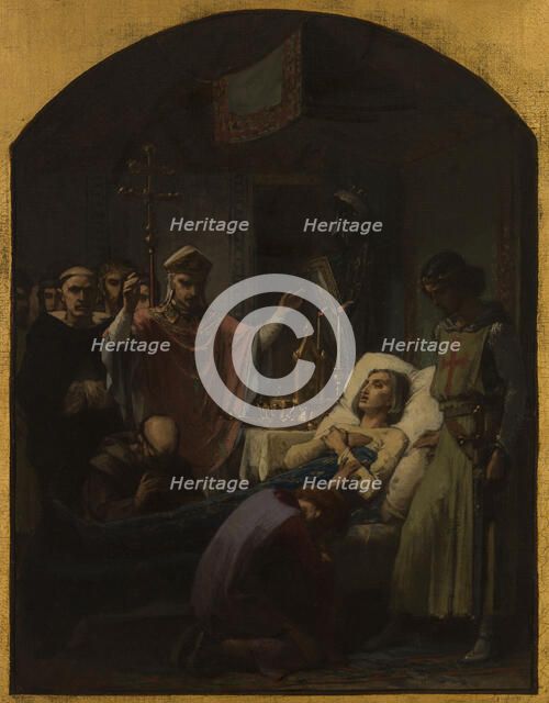 Esquisse pour l'église Saint-Louis d'Antin : La Mort de saint Louis, 1869. Creator: Pierre-Paul-Leon Glaize.