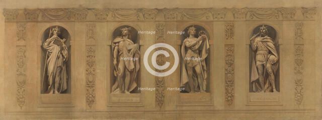 Esquisse pour l'église Saint-Paul-Saint-Louis : Robert le Pieux. Clovis. Saint Louis..., c.1873-1875 Creator: Joseph Blanc.