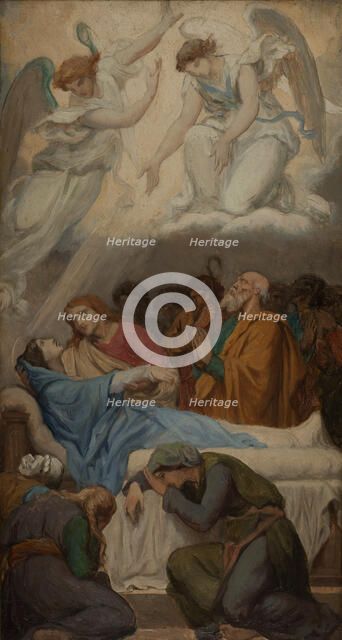 Esquisse pour l'église Saint-Sulpice : La Mort de la Vierge, 1869. Creator: Emile Jean Baptiste Philippe Bin.