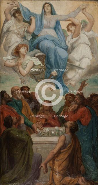 Esquisse pour l'église Saint-Sulpice : L'Assomption de la Vierge, 1869. Creator: Emile Jean Baptiste Philippe Bin.