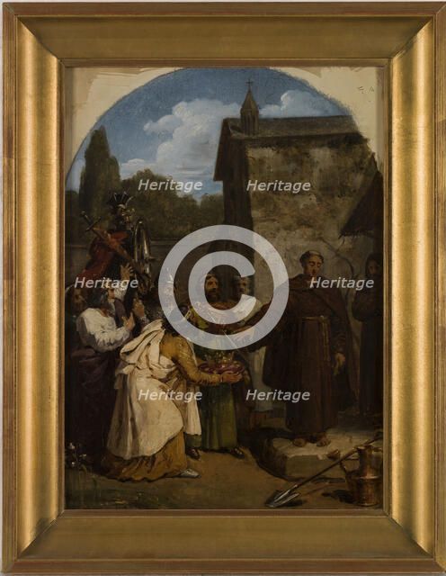 Esquisse pour l'église Saint-Sulpice : Saint Fiacre refusant la couronne d'Ecosse, 1818. Creator: François-Louis Dejuinne.