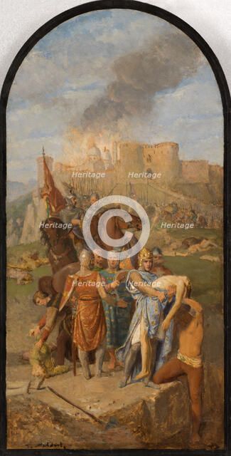 Esquisse pour l'église Saint-Sulpice : Saint Louis enterre les pestiférés à Damiette, c.1864 - 1870. Creator: Louis Matout.