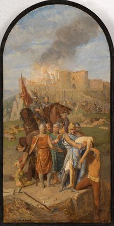 Esquisse pour l'église Saint-Sulpice : Saint Louis enterre les pestiférés à Damiette, c.1864 - 1870. Creator: Louis Matout