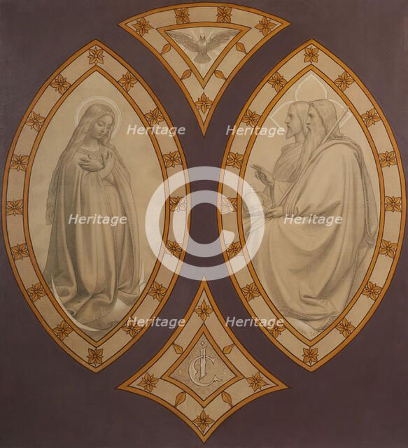 Esquisse pour l'église Saint-Séverin : La Vierge devant la Trinité. Creator: Joseph Félon.