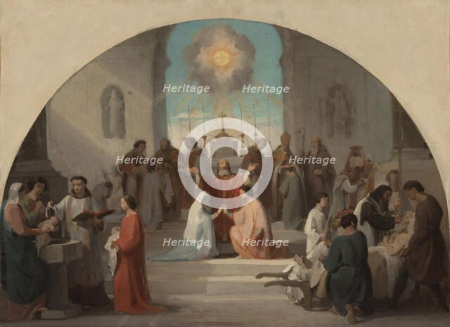 Esquisse pour l'église Sainte-Elisabeth : Les sept Sacrements, 1844. Creator: Paul Jourdy.