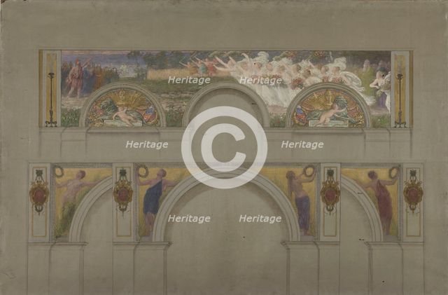 Esquisse pour les salons d'entrée de l'Hôtel de Ville de Paris : Scène antique, le triomphe..., 1892 Creator: Jules-Jean Ferry.