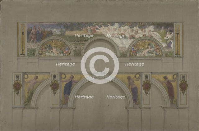 Esquisse pour les salons d'entrée de l'Hôtel de Ville de Paris : Scène antique, le triomphe..., 1892 Creator: Jules-Jean Ferry.