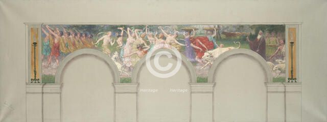 Esquisse pour les salons d'entrée de l'Hôtel de Ville de Paris : Scène antique : taureau..., 1892. Creator: Jules-Jean Ferry.