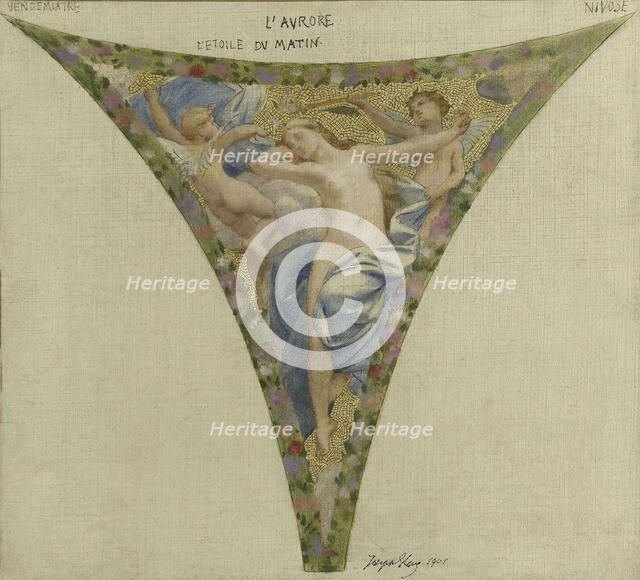 Esquisse pour l'escalier des fêtes de l'Hôtel de Ville - L'Aurore, 1901. Creator: Joseph Blanc.