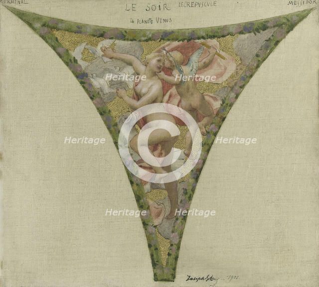 Esquisse pour l'escalier des fêtes de l'Hôtel de Ville : Le Soir, 1901. Creator: Joseph Blanc.