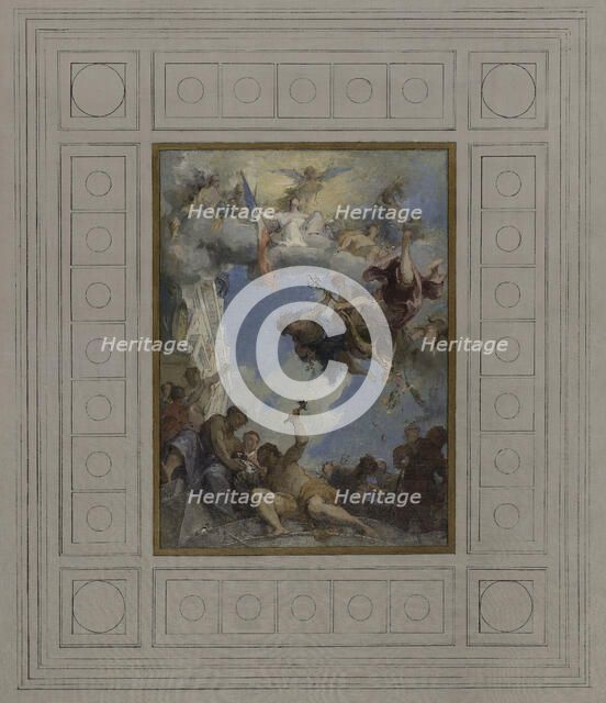 Esquisse pour l'escalier d'honneur de la mairie de Pantin : Le Travail sous l'égide..., 1886. Creator: Henri Leopold Levy.