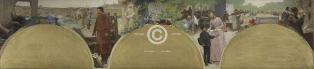 Esquisse pour l'Hôtel de Ville de Paris : Histoire de l'écriture, temps modernes, c.1890. Creator: Fernand Cormon.