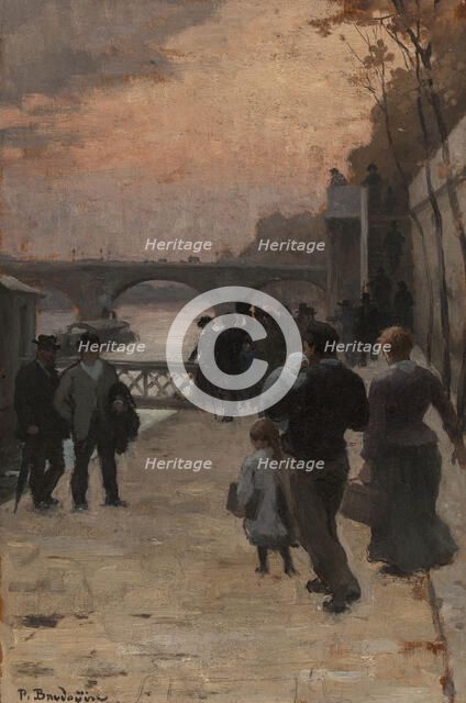 Esquisse pour l'Hôtel de Ville de Paris : Le soir à Paris., 1889. Creator: Paul Albert Baudouin.