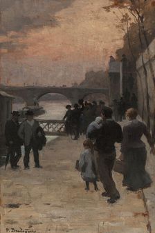 Esquisse pour l'Hôtel de Ville de Paris : Le soir à Paris., 1889. Creator: Paul Albert Baudouin