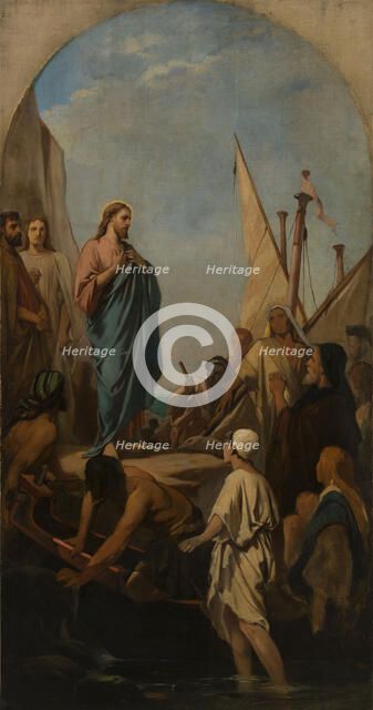Esquisse pour Saint-Louis-en-l'Ile : Le Christ prêchant, c.1863. Creator: Camille Chazal.