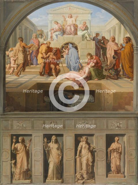 Esquisses pour les églises Saint-Gervais et Saint-Louis-en-l'Ile : La Prudence..., c.1843-1868. Creator: Sébastien Louis Guillaume Norblin de la Gourdaine.