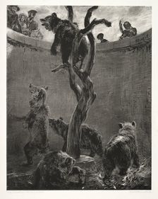 Essay on Stone with Brush and Scraper: The Bear Pit, 1851. Creator: Adolph von Menzel (German, 1815-1905)