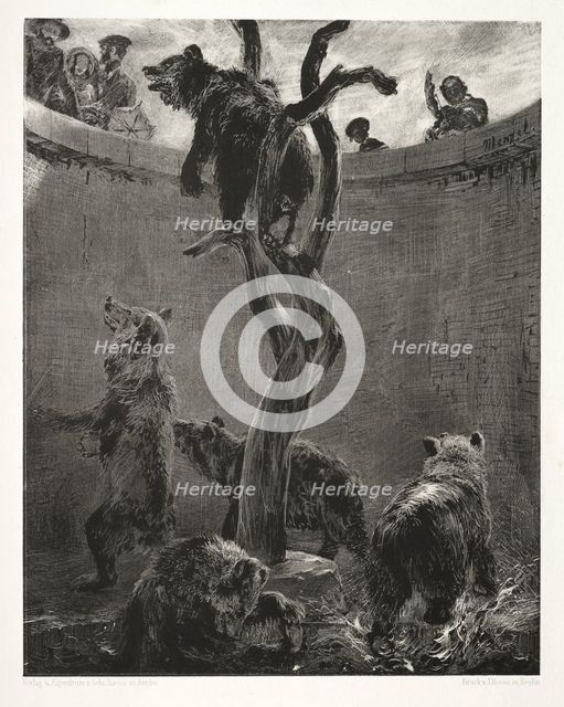 Essay on Stone with Brush and Scraper: The Bear Pit, 1851. Creator: Adolph von Menzel (German, 1815-1905).