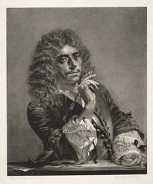 Essay on Stone with Brush and Scraper: Portrait of Molière, 1850. Creator: Adolph von Menzel (German, 1815-1905)