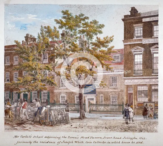 Essex Road, Islington, London, 1842. Artist: Robert Blemmell Schnebbelie