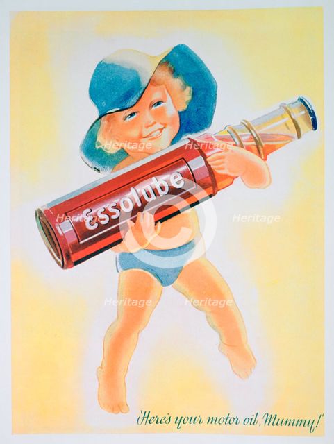 Essolube motor oil advert, 1935. Artist: Unknown